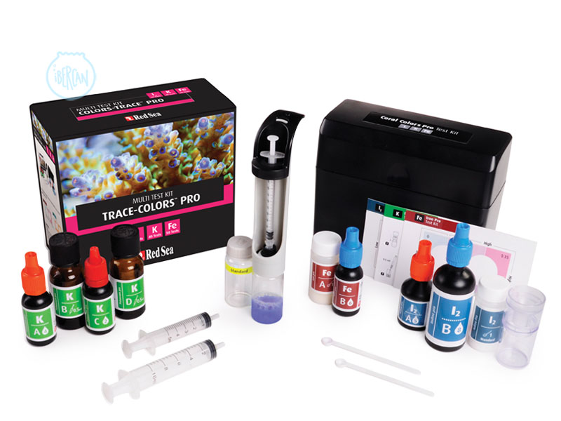Red Sea Trace Colors Pro Test Kit para conocer el valor del yodo, el potasio y hierro en el acuario del acuario marino.