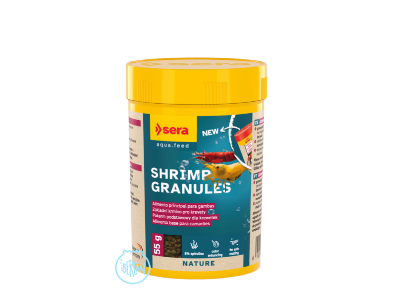 Sera Shrimps Granules es el alimento principal para gambas en forma de granulado.