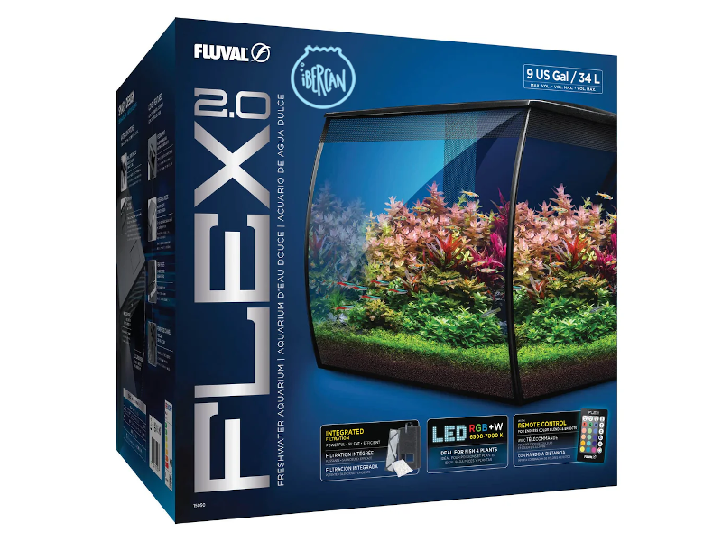 Nueva serie de acuarios nano Fluval Flex 2.0 con cristal frontal c�ncavo. 