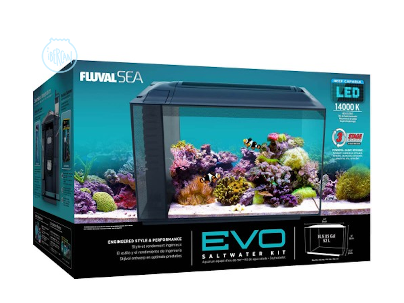 Kit de Acuario Evo Fluval de agua salada incluye una iluminacin LED 