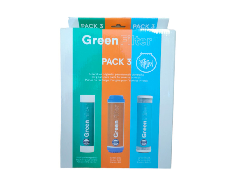 Este pack de prefiltros Green Filter para osmosis doméstica o de acuarios 