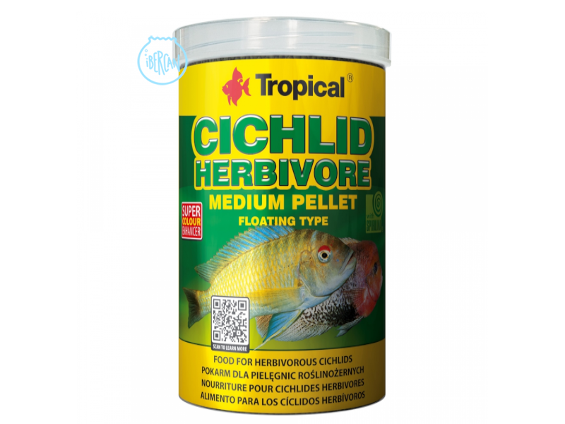 CICHLID HERBIVORE MEDIUM PELLET es un alimento vegetal con spirulina 