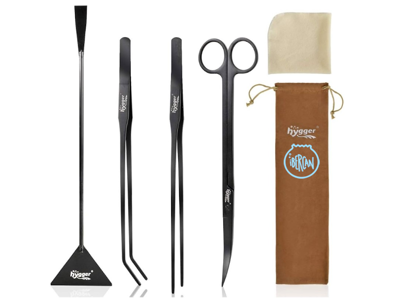 Kit 4 Herramientas Inox Hygger para el mantenimiento y cuidado de las plantas de acuario.