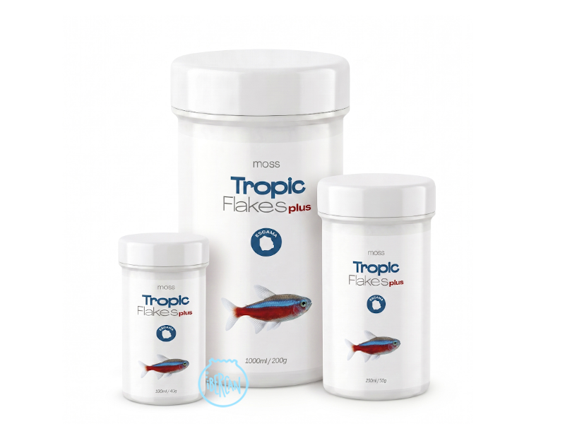 Moss Tropical Flakes PLUS es un alimento para peces tropicales en escamas.
