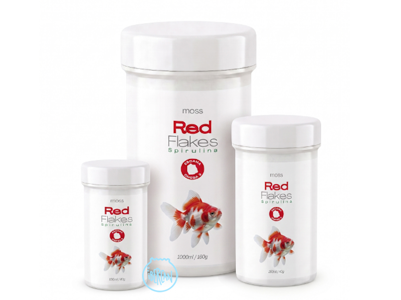 Moss Red Flakes Spirulina es un alimento en escamas para peces de agua fr�a con m�s de un 5% de alga espirulina.