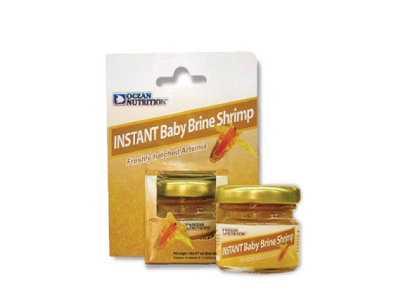 Alimento Ocean Nutrition instant baby brine shrimp. Nauplios de artemia eclosionados esterilizados en solución acuosa